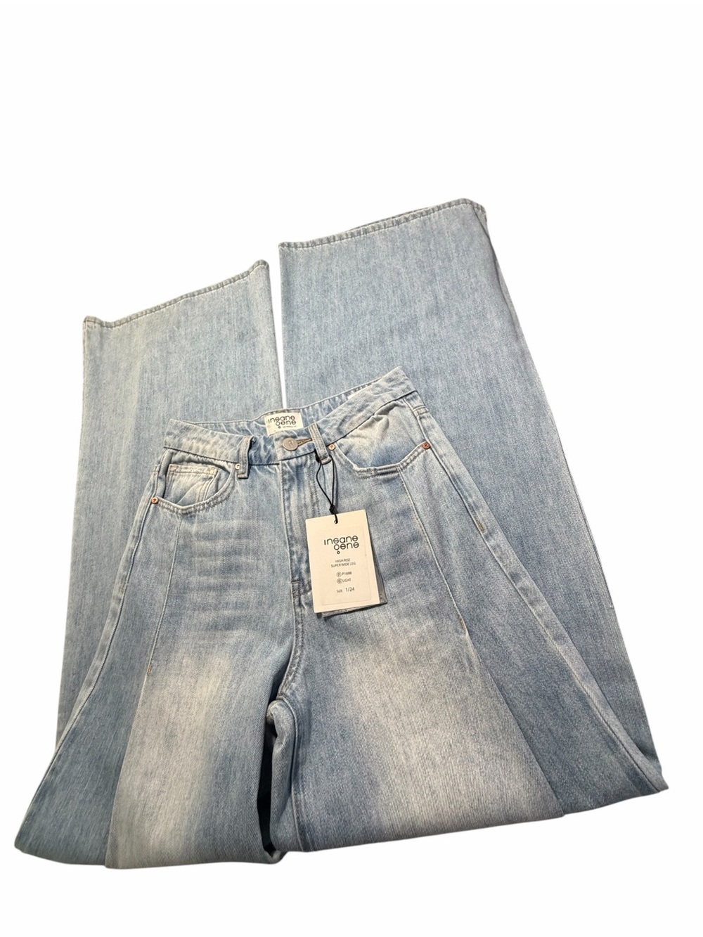 NWT Insane Gene High Rise Super Wide Leg Light Wash Womens Jeans Sz 24 - Picture 5 of 14
